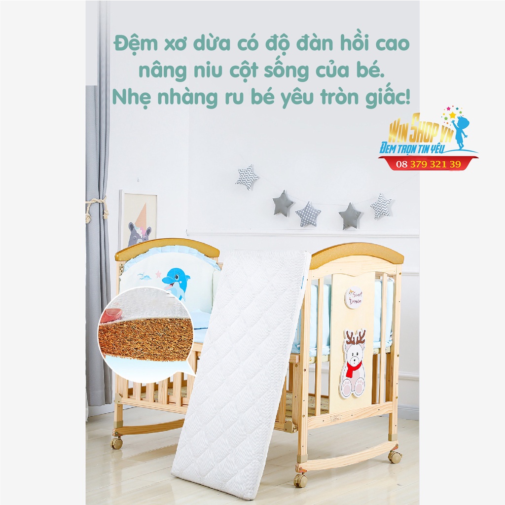 Nôi cũi UMOO UM-0860 màu gỗ