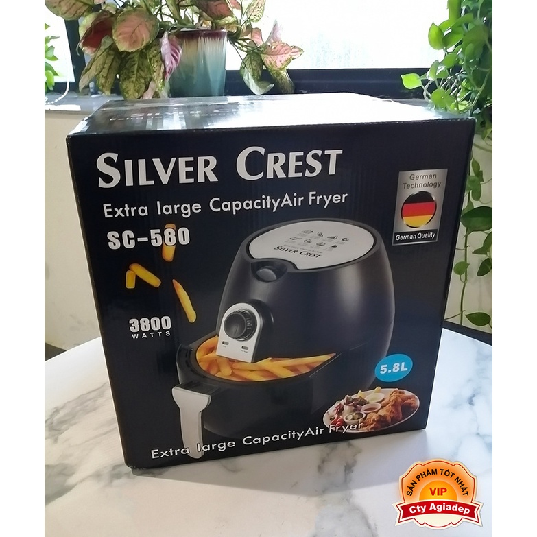 [Mã ELHADEV giảm 4% đơn 300K] Nồi chiên không dầu bền xịn Germany SILVER CREST 5.8Lit đa năng