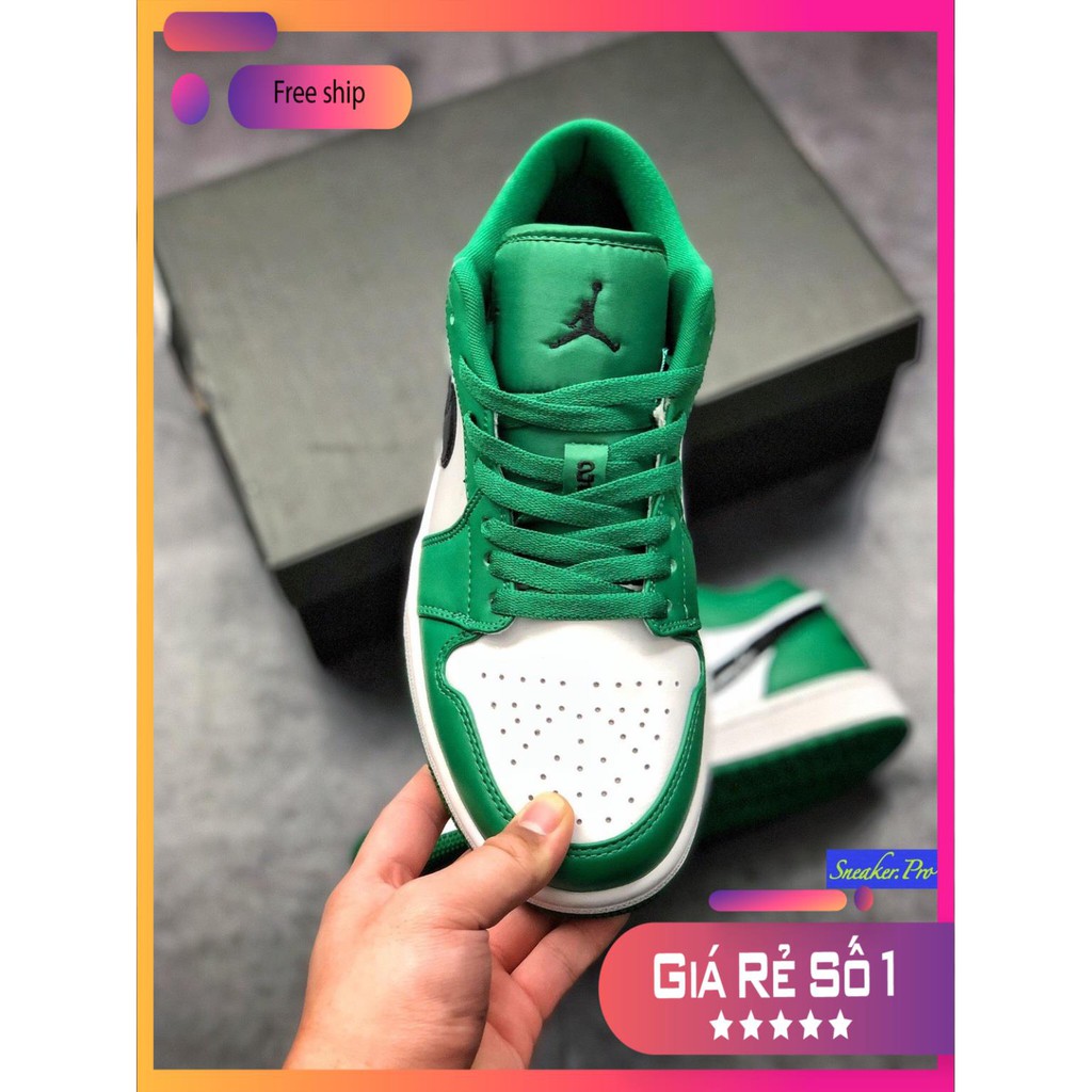 Giày thể thao AIR JORDAN 1 Low Pine Green thấp cổ màu xanh trắng siêu đẹp dành cho nam nữ