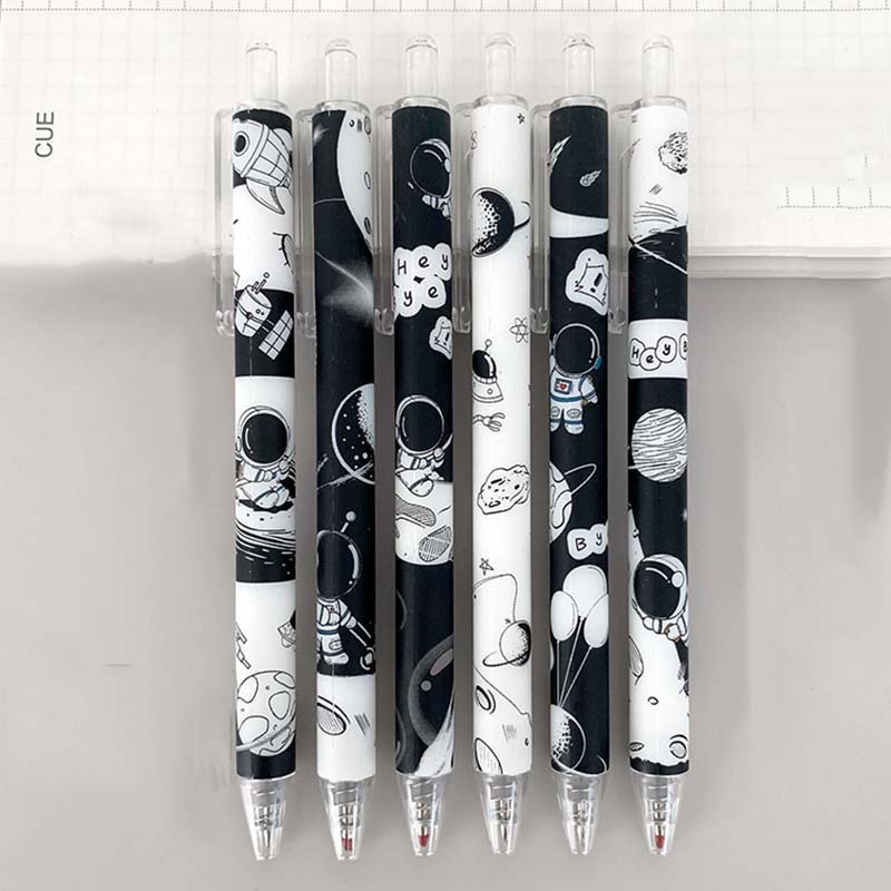 6 cái / 1 hộp Dễ thương Airman Phi công Anime Màu đen Báo chí Bút 0,5mm Bút Gel Văn phòng phẩm Văn phòng phẩm Sinh viên Bút Đồ dùng học tập