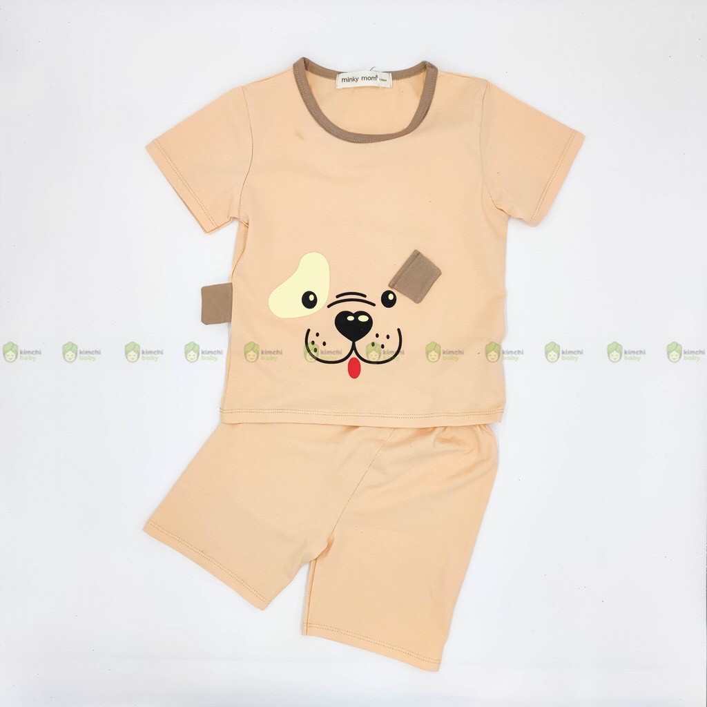 Đồ Bộ Bé Trai, Bé Gái Minky Mom Chất Thun Cotton Họa Tiết Động Vật 3D Dễ Thương, Bộ Cộc Tay Cho Bé Mặc Nhà AN.KID