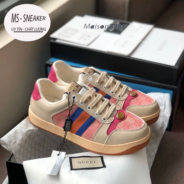 Giày Gucci sơn tùng,  Giày thể thao GG 3 vạch hàng cao cấp da thật full size 36-43 | BigBuy360 - bigbuy360.vn