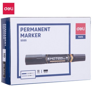 Bút lông dầu Deli - không xóa được - 2 đầu bút 2 kích cỡ ngòi - Mực Xanh/ Đen/ Đỏ - 1 cây - ES555 - HOKAMI STORE