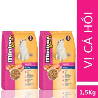 [Mới] Combo 2 gói thức ăn cho mèo Minino Yum Salmon 1.5kg/gói