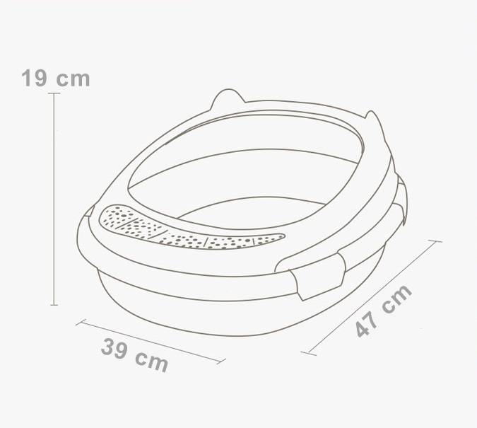 Khay chậu vệ sinh cao cấp hình tai mèo ( Size 47x39x19cm)