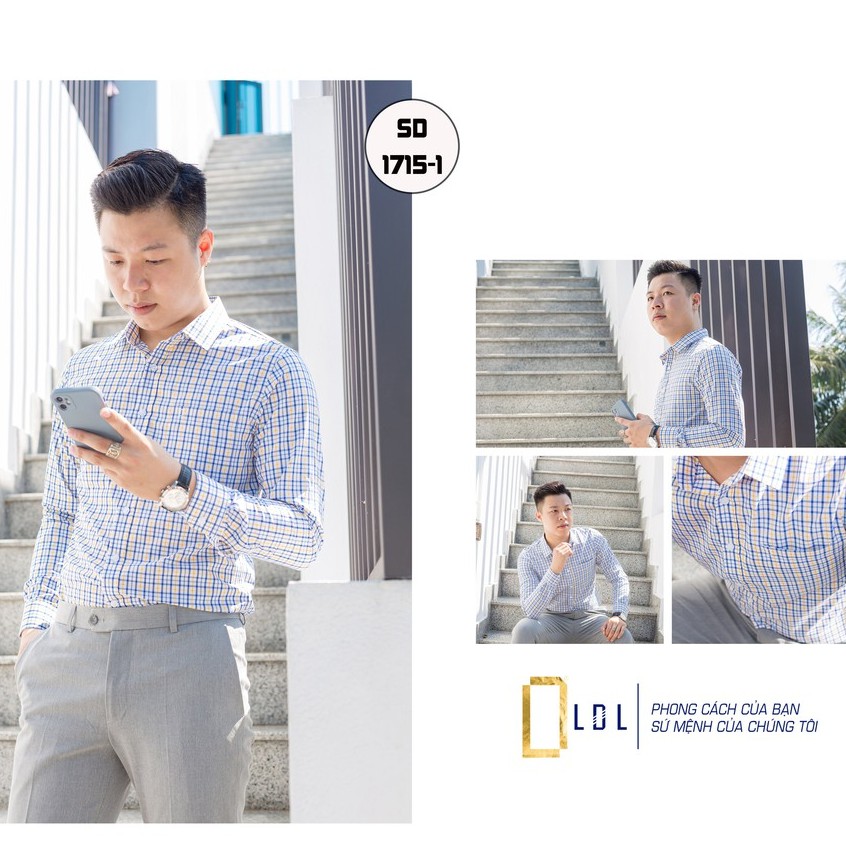 Áo sơ mi nam dài tay công sở LDL, 100% cotton, với  thiết kế đơn giản lịch sự và sang trọng | BigBuy360 - bigbuy360.vn