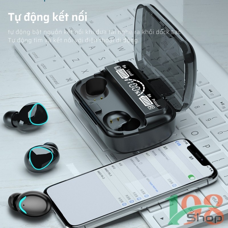 Tai Nghe Bluetooth TWS M10 Âm thanh Hi-Fi, Bass cực chắc khỏe, nghe nhạc rất hay, Cảm ứng chạm, Tích hợp sạc dự phòng