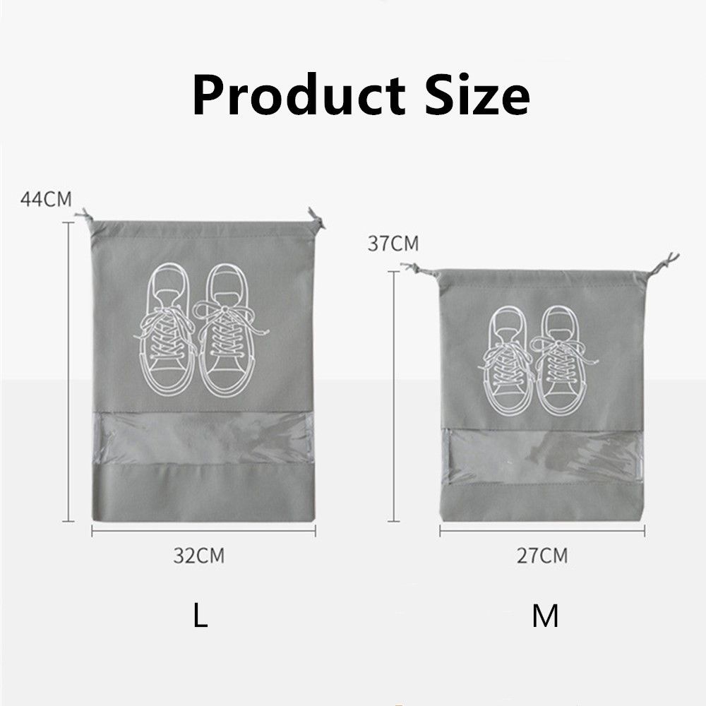 Túi Đựng Giày Mang Đi Du Lịch Chất Liệu Vải Không Dệt Dày Dặn Có Dây Rút Gọn Nhẹ Nhiều Màu Sắc