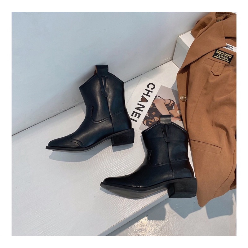 GIÀY BOOTS ULZZANG PHONG CÁCH CAO BỒI CỔ NGẮN