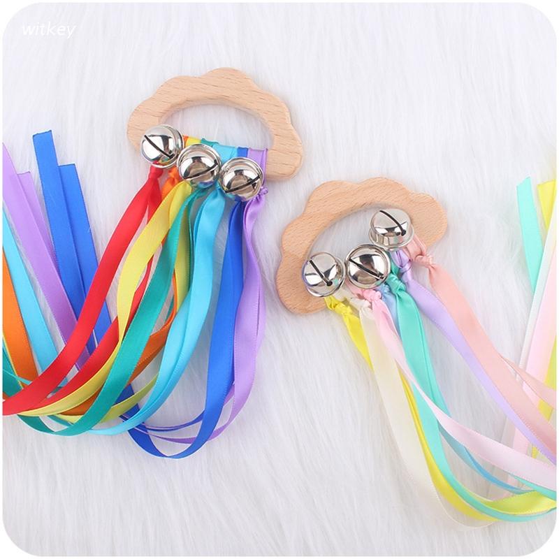 Vòng Đeo Tay Có Chuông Hình Đám Mây Bằng Gỗ Dễ Thương Cho Bé