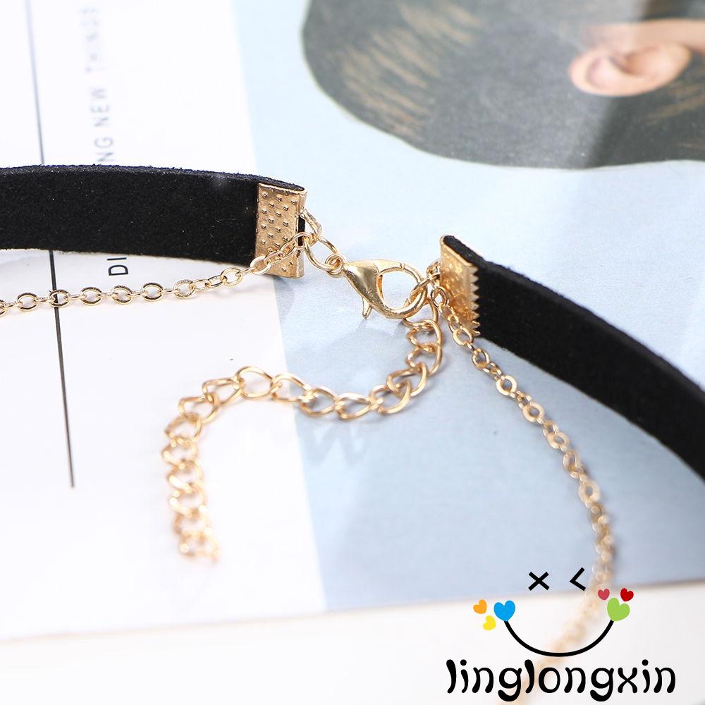 Vòng cổ choker 2 lớp nhung mạ vàng thời trang cho nữ