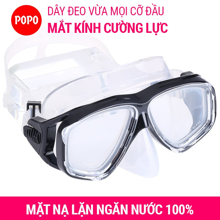 Mặt nạ lặn, kính lặn biển - Mắt KÍNH CƯỜNG LỰC cao cấp chuẩn chính hãng, mặt nạ lặn dành cho người lớn, bé trên 8 tuổi