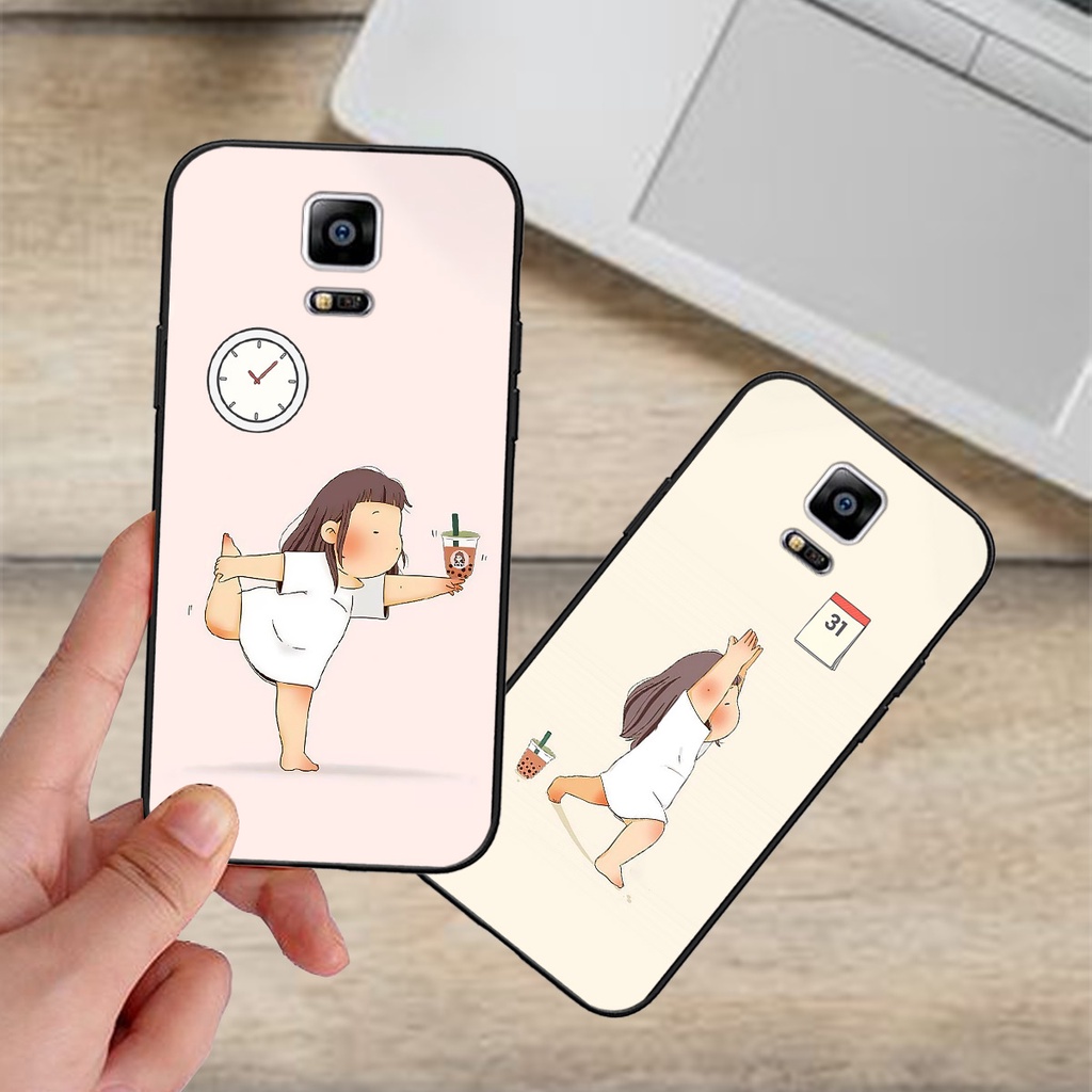 Ốp Samsung Note 3 / Note 4 / Note 5 bộ hình cô bé giảm cân nhưng nghiện trà sữa siêu dễ thương