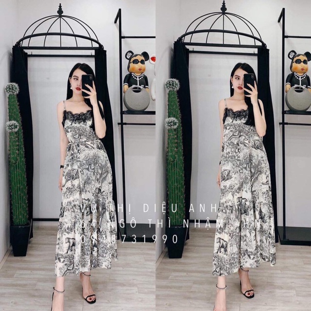 váy dây dior xuông dáng dài