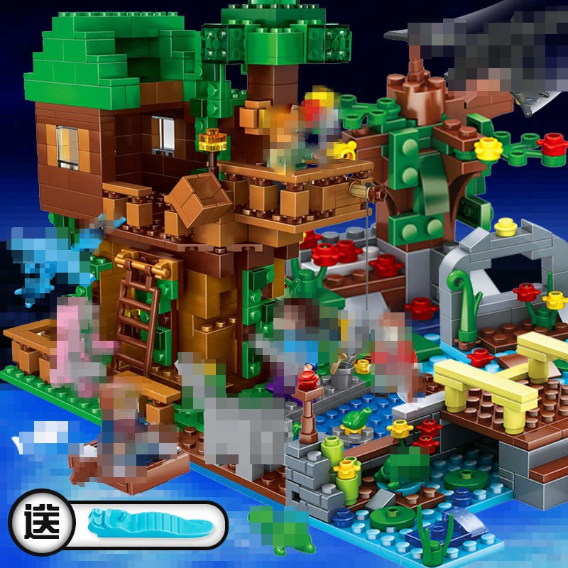 Minecraft Mini tương thích với gạch Lego Hạt nhỏ đồ chơi cậu bé xếp hình lắp ráp hang động nội tạng làng