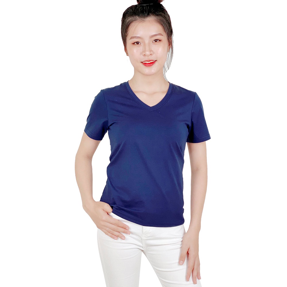 Áo thun nữ trơn cổ tim TOLI, chất cotton 4 chiều mềm mịn, co dãn, form suông cơ bản [NHIỀU MÀU]