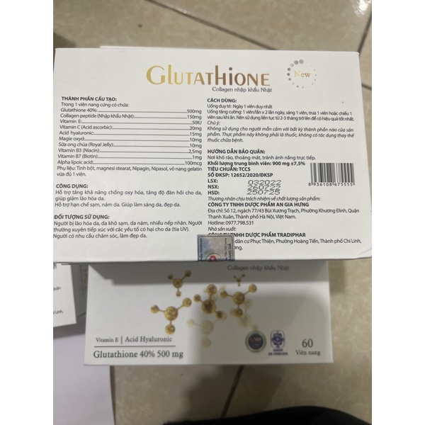 Viên uống Glutathione Collagen nhập khẩu Nhật 60 viên tăng cường sắc tố làm trắng hồng da - CN17