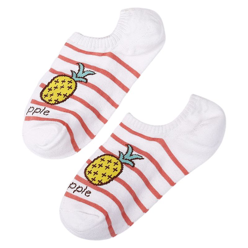 Tất Thuyền Cổ Thấp Chống Trượt In Họa Tiết Trái Cây Hoạt Hình Dễ Thương Cho Nữ