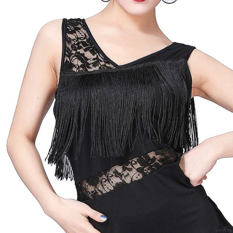 Đầm khiêu vũ phối ren cổ chữ V thời trang cho nữ