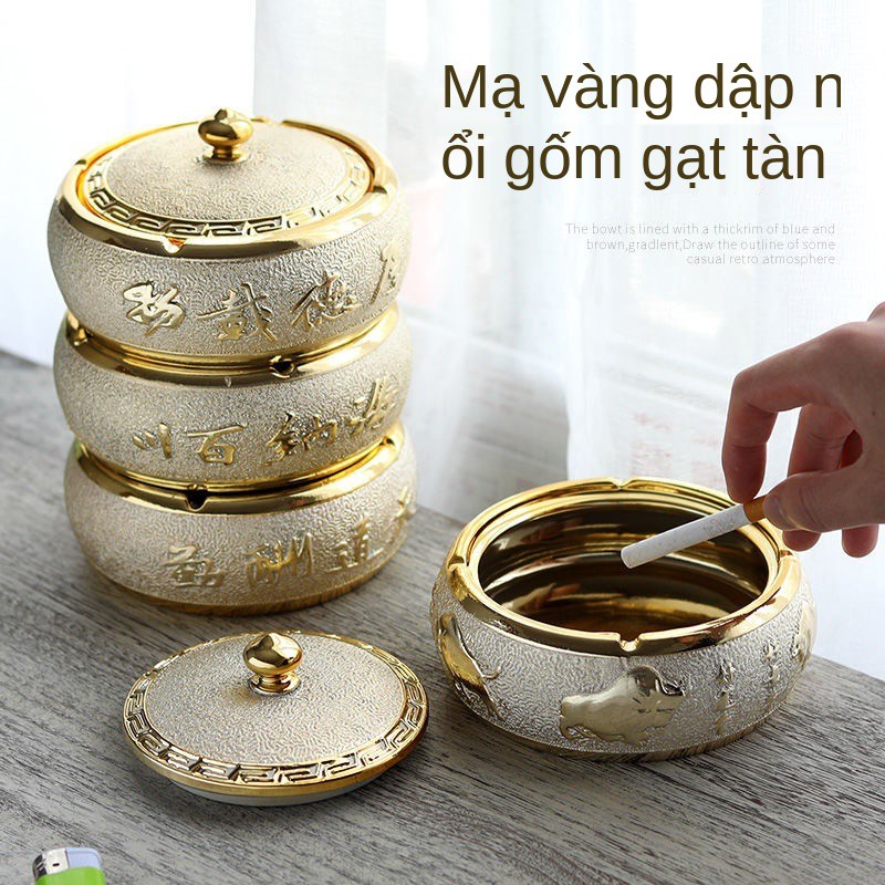 Gạt tàn có nắp đậy sáng tạo phòng làm việc cá tính xu hướng phòng khách Gạt tàn gốm sứ chống bay bụi Trung Quốc