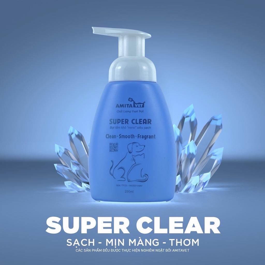 Sữa tắm khô Super Clearr dành cho chó mèo - Tặng kèm gói Canxi