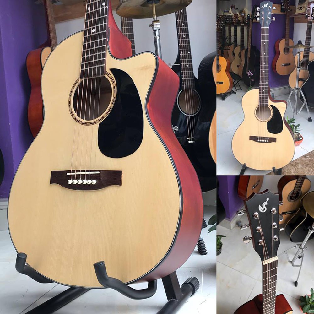 Đàn guitar acoustic SVA1 có ty chống cong và miếng dán - Bảo hành 1 năm - Tặng 8 phụ kiện - Đàn chuyên cho bạn mới