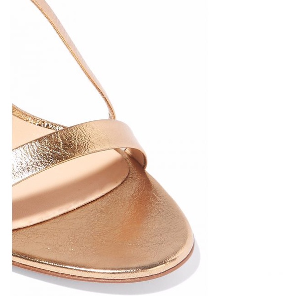 Giày Cao Gót Sandal Màu Gold Chéo Dây Hở Gót Da Nhũ, Giày Sandal Dây Mảnh Tôn Dáng Êm Ái Cho Nữ Dự Tiệc Cao 9-11 Phân