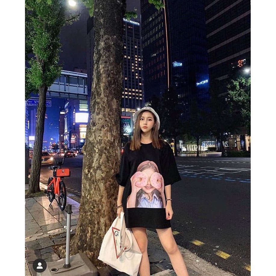 Áo thun tay lỡ ADLV cô bé ,cậu bé cầm bánh , tay lỡ from rộng ,phông nam nữ unisex