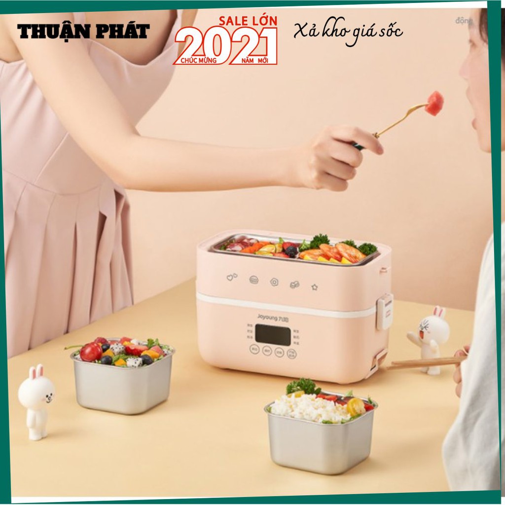 Hộp cơm cắm điện hẹn giờ Yoyoung FH550, 2 tầng 4 ngăn, nấu chín, hâm nóng, giữ nhiệt cho thức ăn, inox 304 cao cấp