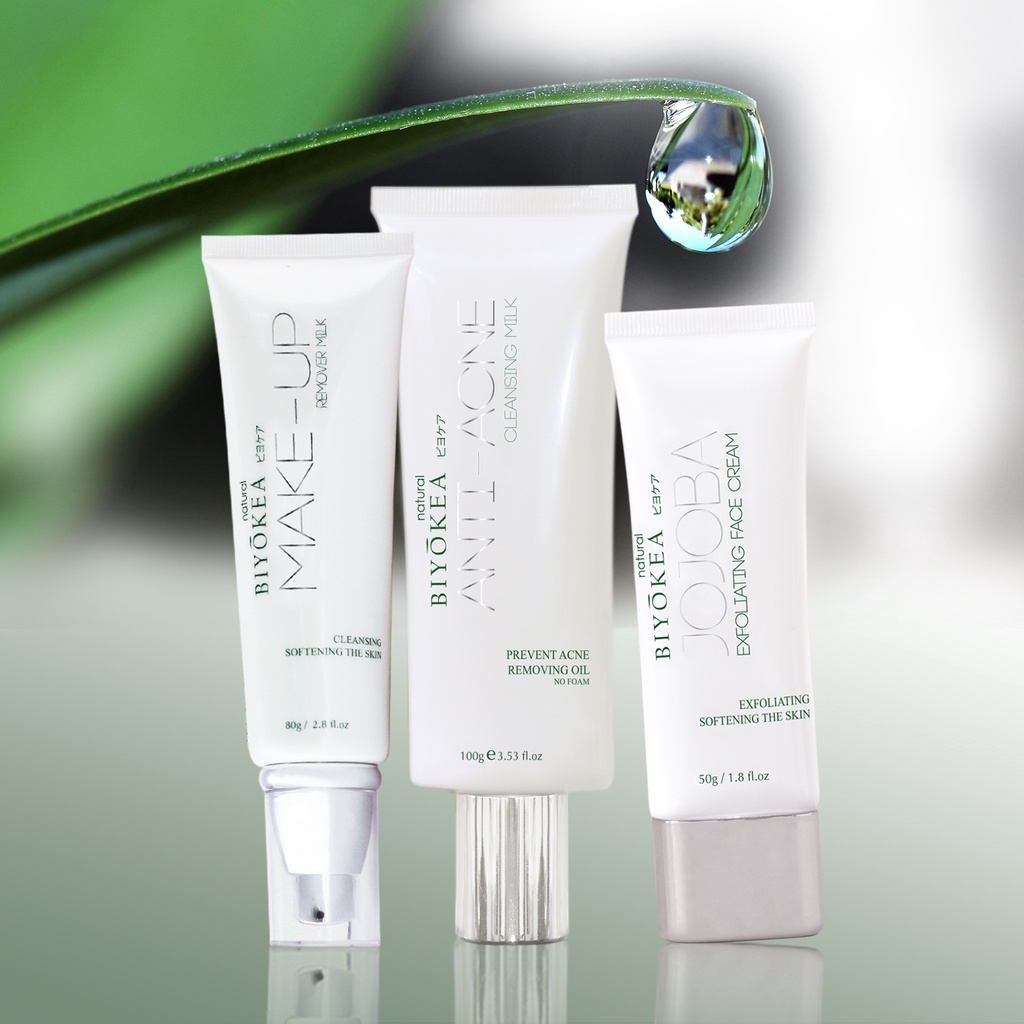 Bộ Mỹ Phẩm Thiên Nhiên Làm Sạch Da Cơ Bản Biyokea I Sữa Tẩy Trang Dịu Nhẹ I Sữa Rửa Mặt Không Bọt size 80/100gr