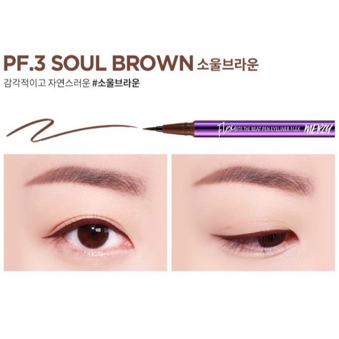 Bút kẻ mắt nước lâu trôi, không lem Merzy Bite The Beat Pen Eyeliner Flex 0.6g
