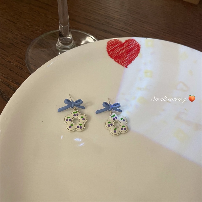 Bông Tai Mạ Bạc Dạng Kẹp Hình Nơ Tím Phong Cách Ngọt Ngào Dễ Thương 2022