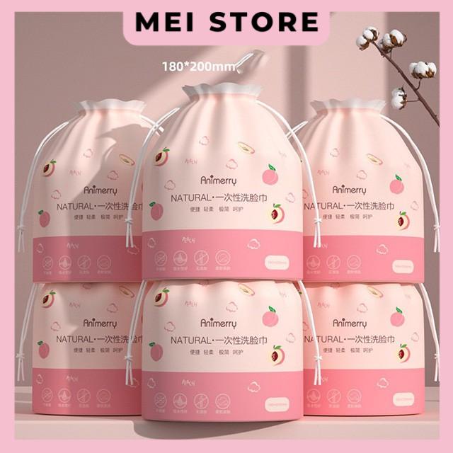 Khăn Lau Mặt Khô ANIMERRY COTTON Cao Cấp Bịch Cuộn Khăn Tẩy Trang Túi Rút Khăn Đào Nội Địa Trung