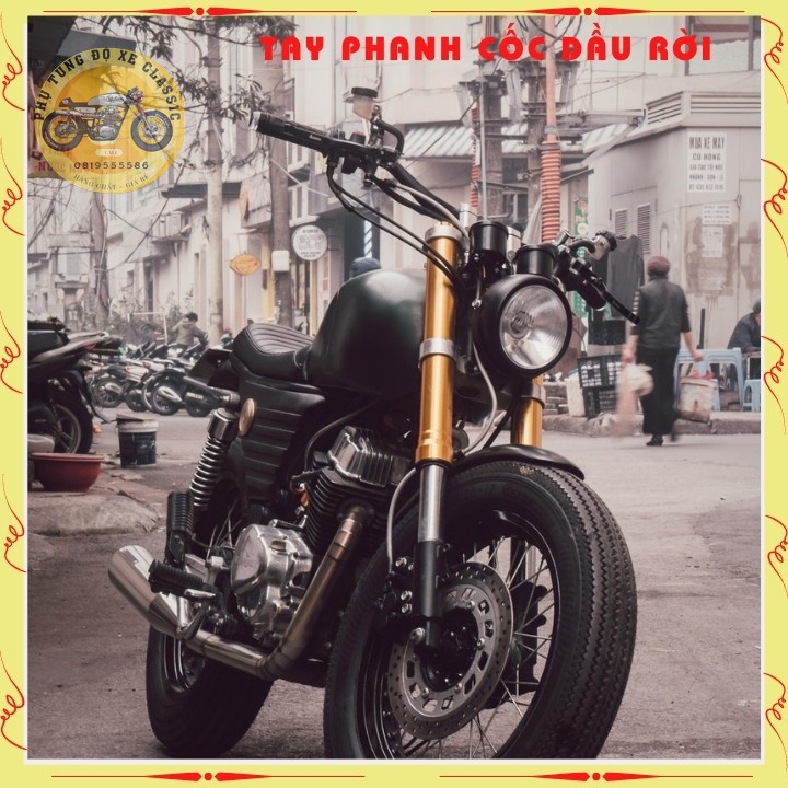 Tay phanh cốc dầu tròn rời tặng pat giữ bình dầu Tay phanh độ xe máy cafe racer Gn125 Win