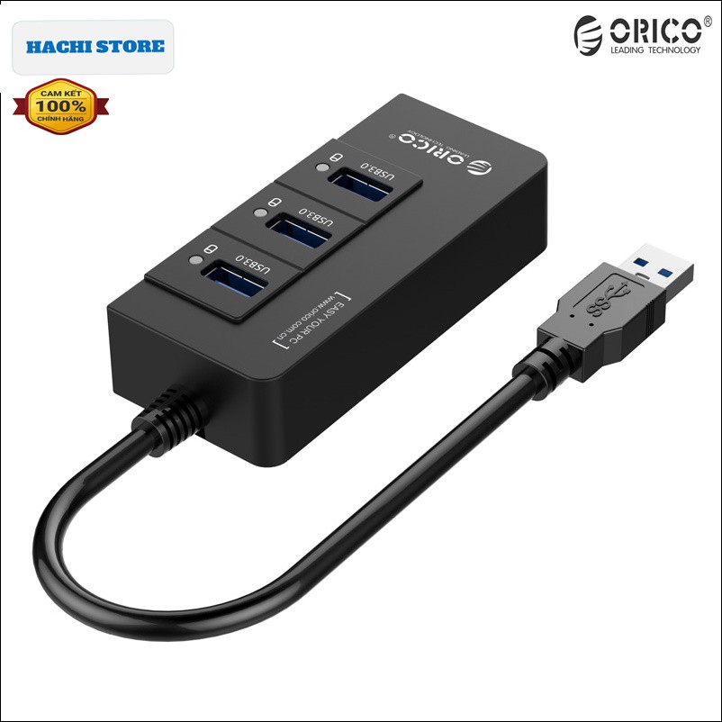 Bộ chia USB 3.0 3 Cổng tích hợp cổng LAN GIGA Orico HR01-U3 - Hàng Chính Hãng