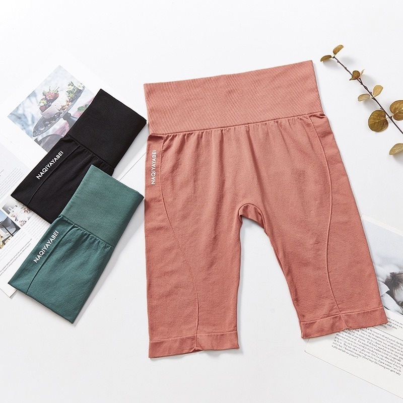 Quần Legging Thể Thao Lưng Cao Năm Điểm Mềm Mại Thoáng Khí Co Giãn Không Đường May Cho Nữ