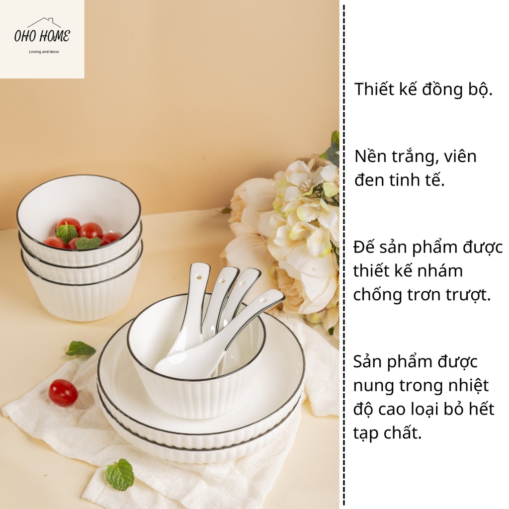 Bộ bát đĩa Nhật Bản Seka 4-6 người đầy đủ muôi và thìa muỗng, Có kiểm định chất lượng - OHOHO HOME