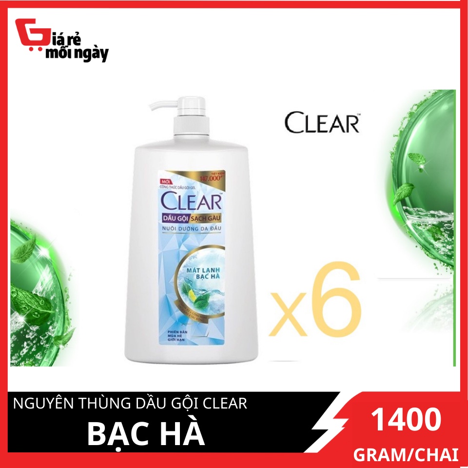 [HCM][Giá sỉ] Nguyên thùng Dầu gội Clear Bạc hà 1400gx6