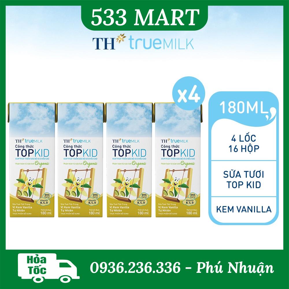 Sữa tươi tiệt trùng TOPKID kem vanilla tự nhiên TH True Milk 180ml