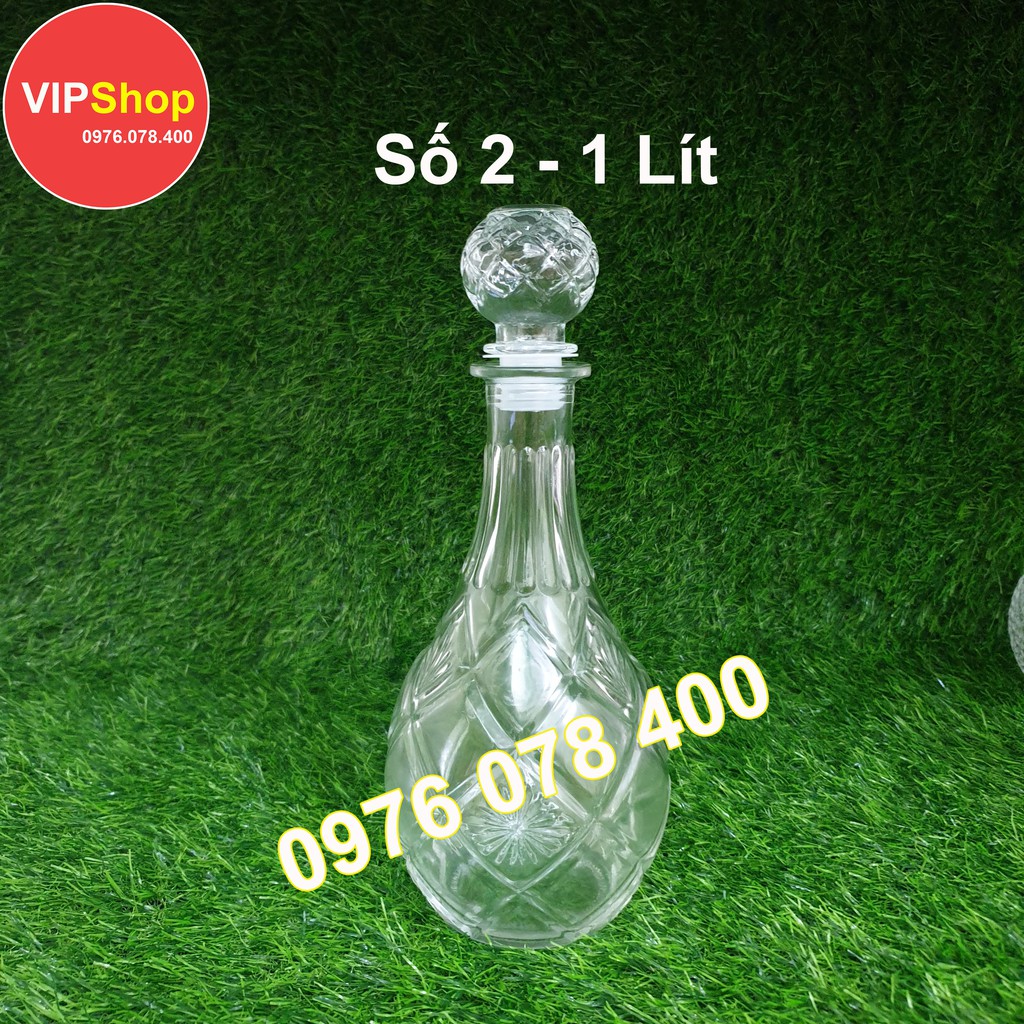 [ VIPShop ] Vỏ Bình Thủy Tinh Đựng Rượu 1 Lít, Bình Ngâm Rượu Dáng Cao Sang Trọng, CTT-02