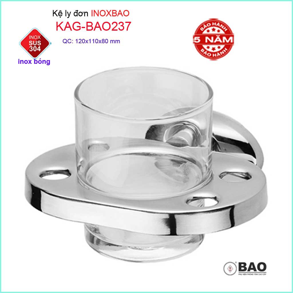 Kệ ly đơn Inox Bảo KAG-BAO237, giá ly bàn chải đánh răng SUS304 cao cấp siêu bền thiết kế tuyệt đẹp tiện dụng