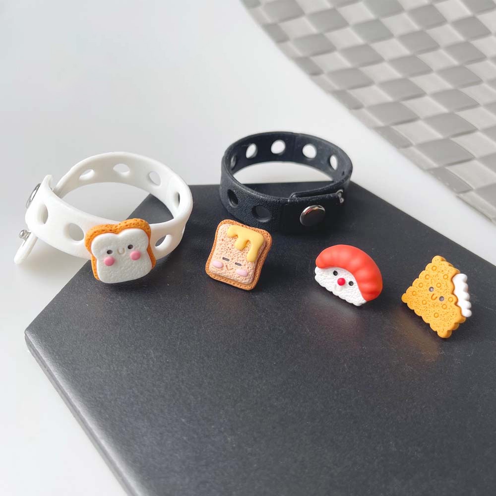 Phụ Kiện Trang Trí Giày Crocs Hình Bánh Mì Sushi Hoạt Hình Dễ Thương Diy