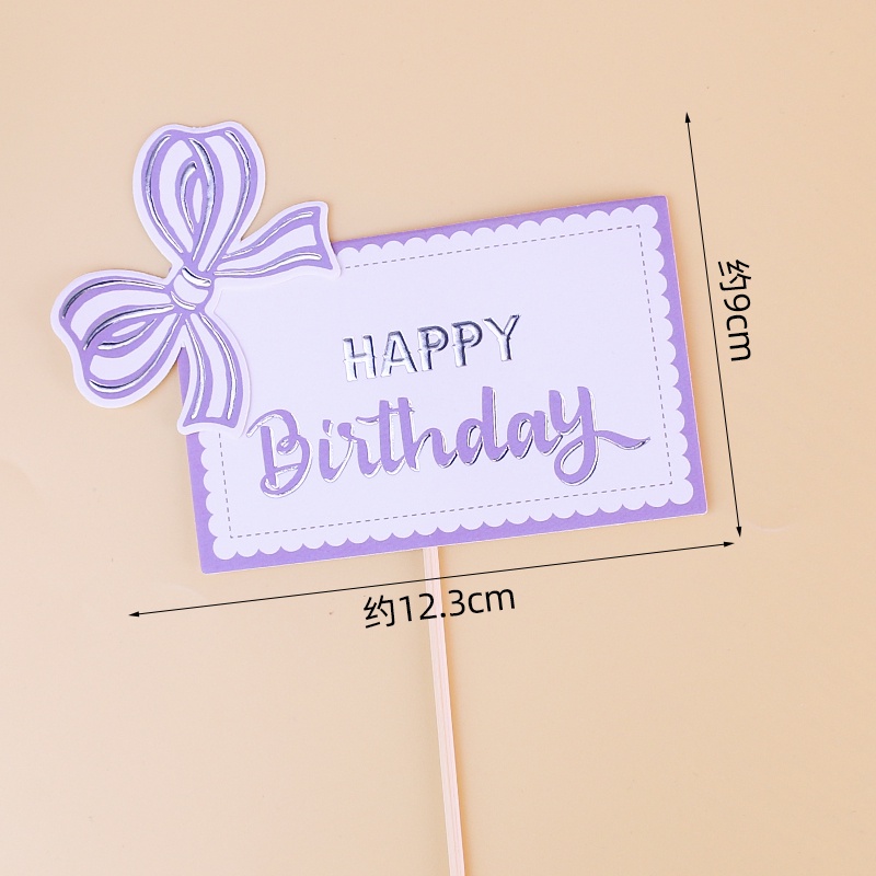 Phụ Kiện Cắm Bánh Sinh Nhật Hình Chữ Happy Birthday Phối Ren Nhiều Màu