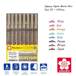 Bộ Bút đi line Pigma Micron 05, bộ 8 cây XSDK05-8A