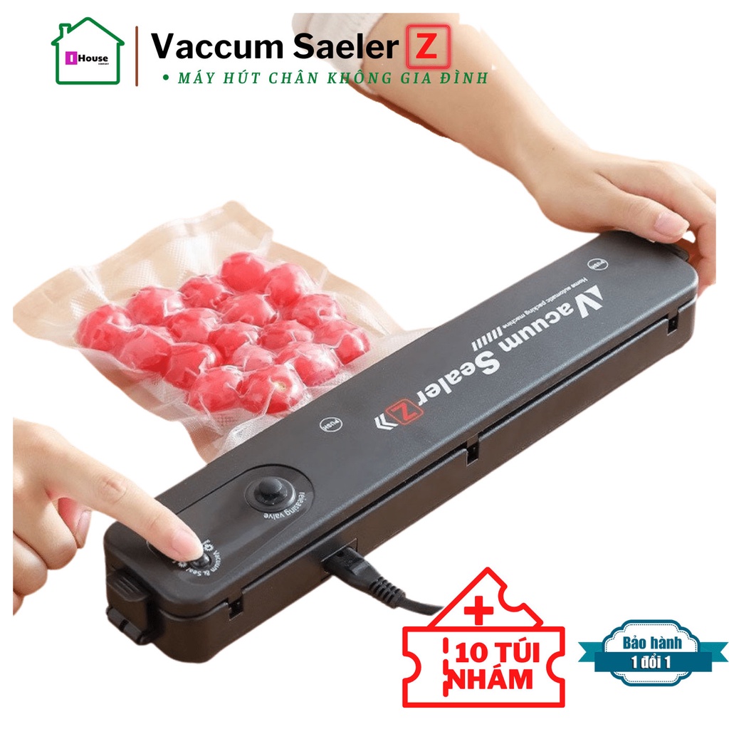 Máy hút chân không Vacuum Sealer ZR-001 hút đa dạng thực phẩm, lực hút kiệt, hàn kín- Tặng 15 túi hút.