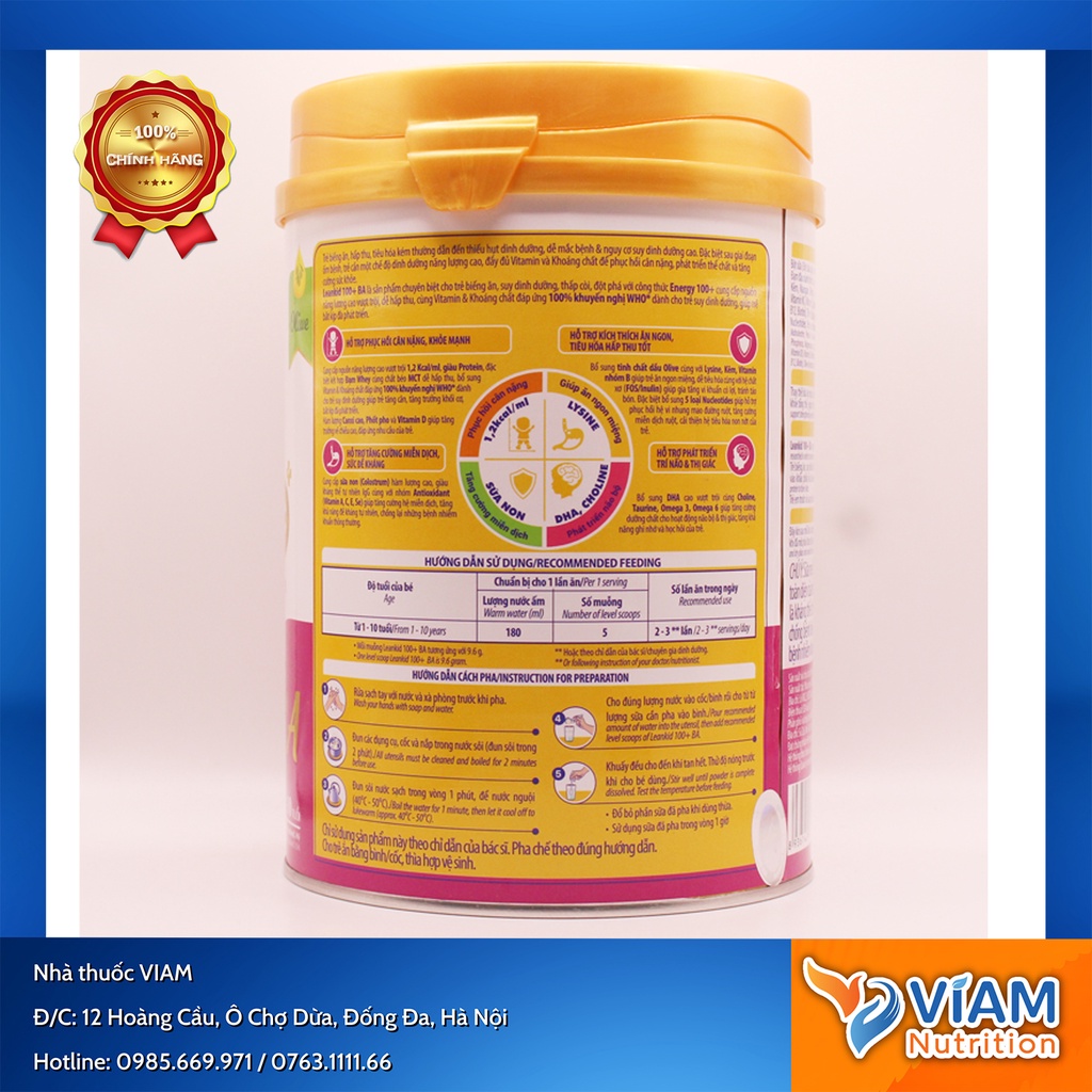 Sữa Lean Kid 100+ BA  400g & 900g - Dành cho trẻ Biếng Ăn