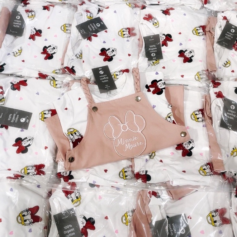 Set Váy yếm mickeyyy hồng cho bé gái