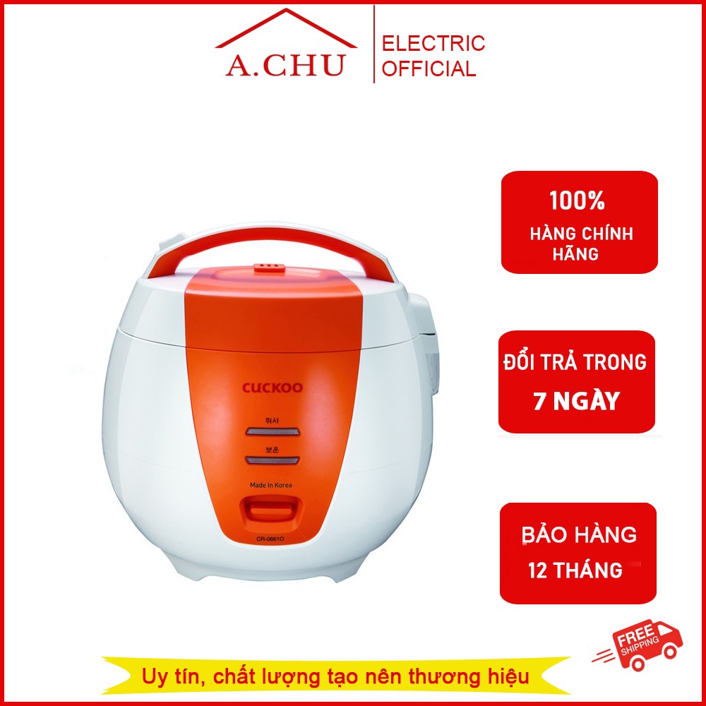 Nồi cơm điện CUCKOO CR-0661 dung tích 1.0 Lít [BH 24 THÁNG] màu cam nhập khẩu Hàn Quốc