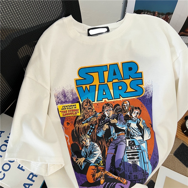 SUXI Áo Thun Ngắn Tay Dáng Rộng In Họa Tiết Retro Cá Tính Dễ Phối Đồ Cho Nữ