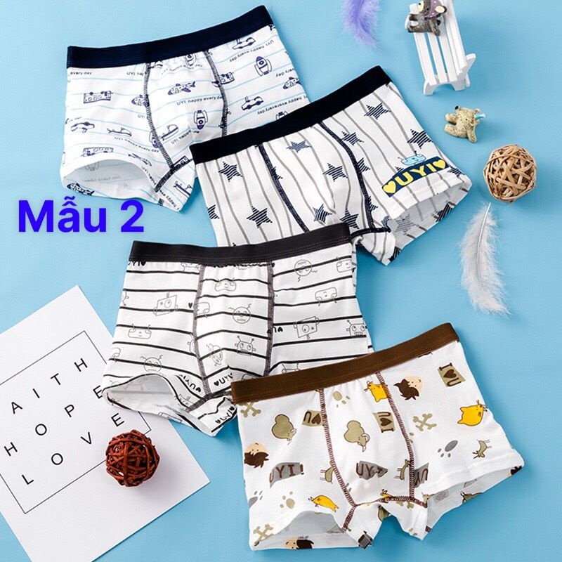 Quần lót đùi bé trai combo 4 quần chip cho bé quần đùi cotton cho bé trai từ 10-43kg  XS06